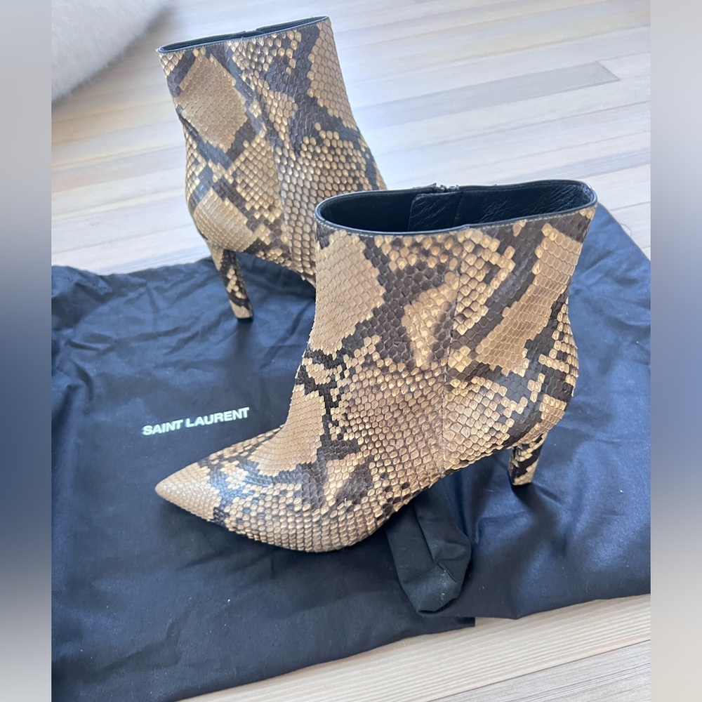 Saint Laurent snakeskin heel boots